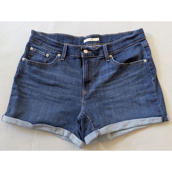 Women's Levi's Mid Length Stretch Denim Shorts Size 32 - Picture 1 of 7